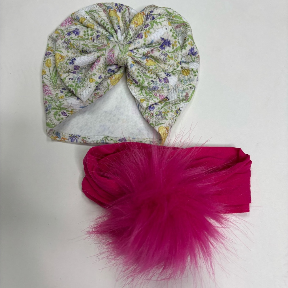 Baby Girl Floral and Pink Kids Head Accessories Set (2 Pieces)
